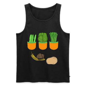 Snail Garden Gardener Vegetables Beans Spinach Leeks - Men's Premium Organic Tank Top - black - Front - AI Model Male 178 light (178cm)