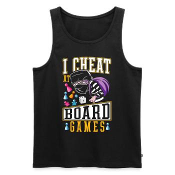 Play Dirty Game Night I Cheat at Board Games - Men's Premium Organic Tank Top - black - Front - AI Model Male 178 light (178cm)