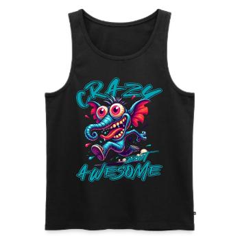 Crazy but Awesome Zebra Comic Style - Men's Premium Organic Tank Top - black - Front - AI Model Male 178 light (178cm)