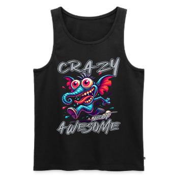 Crazy but Awesome - Style bande dessinée éléphant - Débardeur bio Premium Homme - noir - Devant - Michal (187cm)