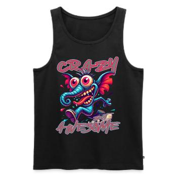 Crazy but Awesome - Style bande dessinée éléphant - Débardeur bio Premium Homme - noir - Devant - Michal (187cm)