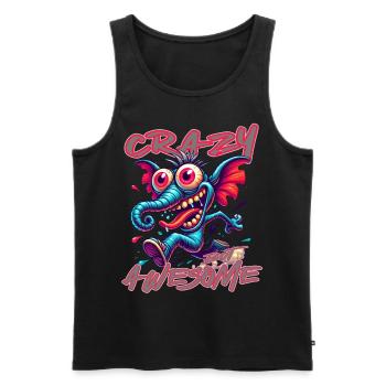 Crazy but Awesome - Style bande dessinée éléphant - Débardeur bio Premium Homme - noir - Devant - Michal (187cm)