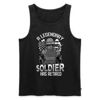 A Legendary Soldier Has Retired - Männer Premium Bio Tank Top - Schwarz - Vorne - AI Model Male 178 light (178cm)
