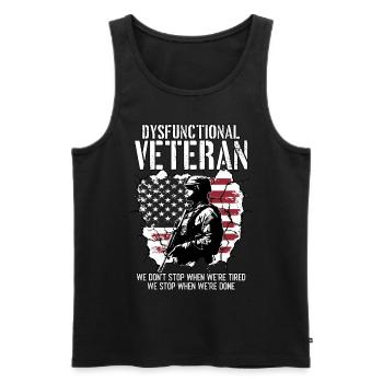 Dysfunktionaler Veteran - Männer Premium Bio Tank Top - Schwarz - Vorne - AI Model Male 178 light (178cm)
