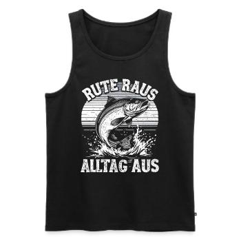 Angeln Angler Fischer Fischen Angel Spruch - Männer Premium Bio Tank Top - Schwarz - Vorne - Michal (187cm)