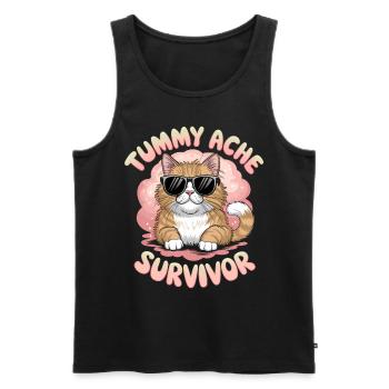 Tummy Ache Survivor Abdominal Pain Cat - Men's Premium Organic Tank Top - black - Front - Michal (187cm)