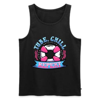 River Tubing Inner Tubing Tube Chill Repeat - Männer Premium Bio Tank Top - Schwarz - Vorne - AI Model Male 178 light (178cm)