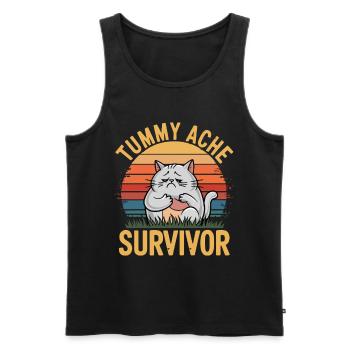 Tummy Ache Survivor Abdominal Pain - Men's Premium Organic Tank Top - black - Front - Michal (187cm)