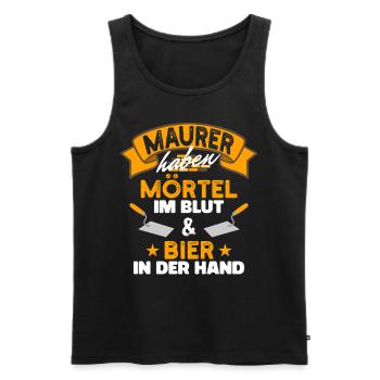 Maurer Haben Mörtel Im Blut Und Bier In Der Hand - Männer Premium Bio Tank Top - Schwarz - Vorne - AI Model Male 178 light (178cm)