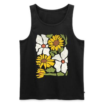 Boho Wildblumen mit Sonnenblumen und Gänseblümchen - Männer Premium Bio Tank Top - Schwarz - Vorne - AI Model Male 178 light (178cm)