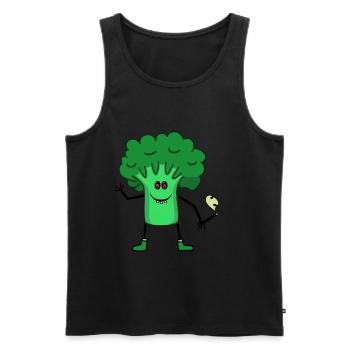 broccoli, vegetables, stoners, smoking weed, smoking joints - Men's Premium Organic Tank Top - black - Front - AI Model Male 178 light (178cm)