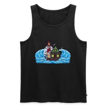 Maritime House Boat Peanut Sailor Sea Lighthouse - Men's Premium Organic Tank Top - black - Front - Michal (187cm)