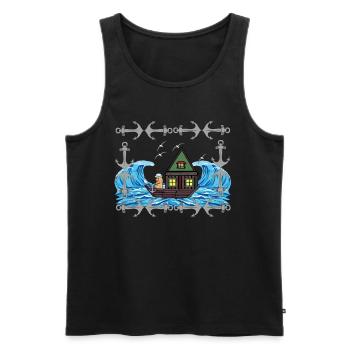 Maritime Peanut Sailor Ship Ships Ahoy Moin - Men's Premium Organic Tank Top - black - Front - Michal (187cm)