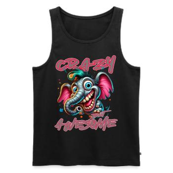 Crazy but Awesome - Style bande dessinée éléphant - Débardeur bio Premium Homme - noir - Devant - Michal (187cm)