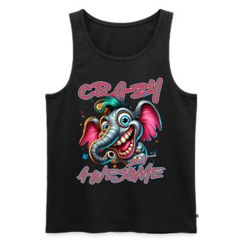 Crazy but Awesome - Style bande dessinée éléphant - Débardeur bio Premium Homme - noir - Devant - Michal (187cm)