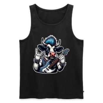 Kuh Rock and Roll Guitarist - Men's Premium Organic Tank Top - black - Front - Michal (187cm)