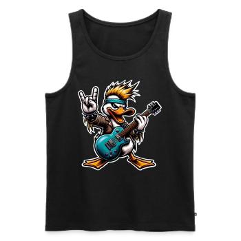 Ente Rock and Roll Gitarrist - Männer Premium Bio Tank Top - Schwarz - Vorne - Michal (187cm)