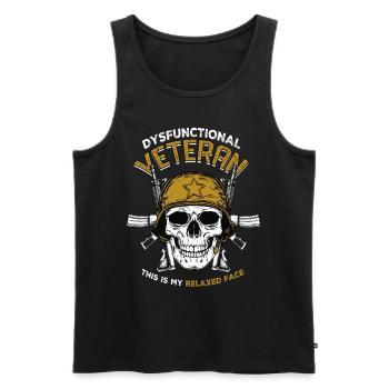 Dysfunktionaler Veteran This Is My Relaxed Face - Männer Premium Bio Tank Top - Schwarz - Vorne - AI Model Male 178 light (178cm)