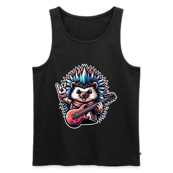 Igel Rock and Roll Gitarrist - Männer Premium Bio Tank Top - Schwarz - Vorne - AI Model Male 178 light (178cm)