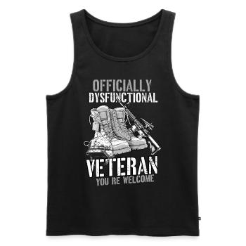 Dysfunktionaler Veteran - Männer Premium Bio Tank Top - Schwarz - Vorne - AI Model Male 178 light (178cm)