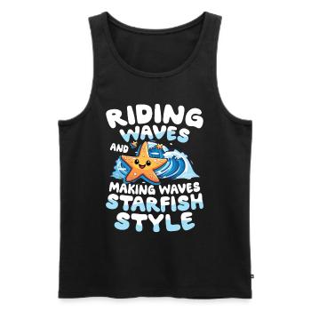 Riding Waves And Making Waves Starfish Style - Männer Premium Bio Tank Top - Schwarz - Vorne - AI Model Male 178 light (178cm)