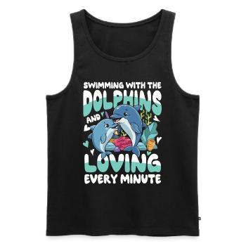 Swimming With The Dolphins - Männer Premium Bio Tank Top - Schwarz - Vorne - Michal (187cm)
