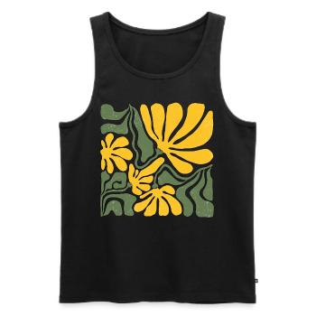 Abstrakte gelbe und grüne Blumenkunst - Männer Premium Bio Tank Top - Schwarz - Vorne - AI Model Male 178 light (178cm)