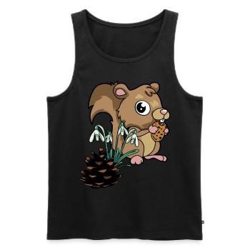 Forest Animals Spring Squirrel Snowdrops - Men's Premium Organic Tank Top - black - Front - AI Model Male 178 light (178cm)