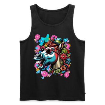 Printemps Eté Cheval Chevaux Cavalier Enfants - Débardeur bio Premium Homme - noir - Devant - Michal (187cm)