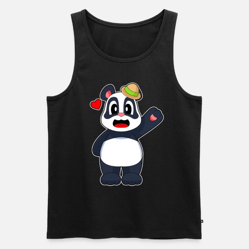 Panda Hut - Männer Premium Bio Tank Top - Schwarz