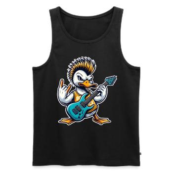 Ente Rock and Roll Gitarrist - Männer Premium Bio Tank Top - Schwarz - Vorne - Michal (187cm)