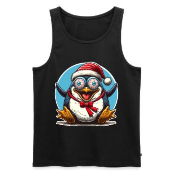 pingouin de Noël fou - Débardeur bio Premium Homme - noir - Devant - Michal (187cm)