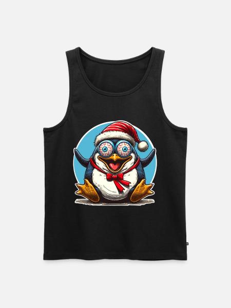 crazy Christmas penguin - Men's Premium Organic Tank Top - black