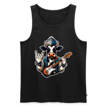 Kuh Rock and Roll Guitarist - Men's Premium Organic Tank Top - black - Front - Michal (187cm)