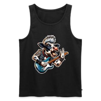 Kuh Rock and Roll Guitarist - Men's Premium Organic Tank Top - black - Front - Michal (187cm)