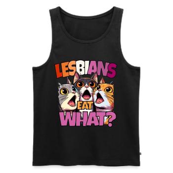 Les lesbiennes mangent quoi ? Fierté Fierté Drôle de chats LGBTQ - Débardeur bio Premium Homme - noir - Devant - Michal (187cm)