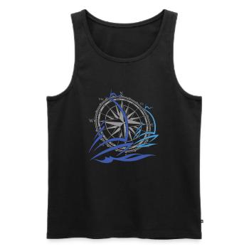1 Capitaine Sailor Windrose - Débardeur bio Premium Homme - noir - Devant - AI Model Male 178 light (178cm)