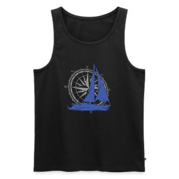 Vintage Segelschiff mit Kompass – Maritim - Männer Premium Bio Tank Top - Schwarz - Vorne - Michal (187cm)
