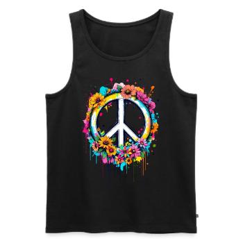 Peace Sign Love Peace Hippie 70s 60s - Men's Premium Organic Tank Top - black - Front - Michal (187cm)