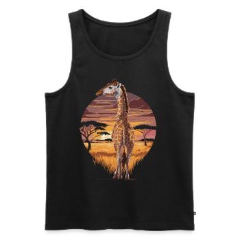 Giraffe in the Savannah – African Nature Art - Men's Premium Organic Tank Top - black - Front - AI Model Male 178 light (178cm)