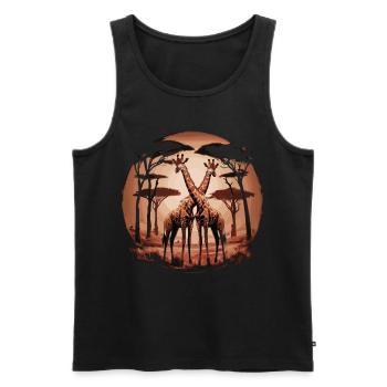 Girafes dans la savane – Art mystique de l’Afrique - Débardeur bio Premium Homme - noir - Devant - Michal (187cm)