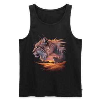 Luchs im Abendrot – Faszinierende Wildtierkunst - Männer Premium Bio Tank Top - Schwarz - Vorne - AI Model Male 178 light (178cm)