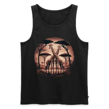 Deux girafes – Art safari surréaliste - Débardeur bio Premium Homme - noir - Devant - AI Model Male 178 light (178cm)