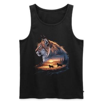 Lynx in the sunset – magical natural art - Men's Premium Organic Tank Top - black - Front - Michal (187cm)