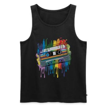 80s Retro Cassette Splash Classic Cassette Tape - Männer Premium Bio Tank Top - Schwarz - Vorne - AI Model Male 178 light (178cm)
