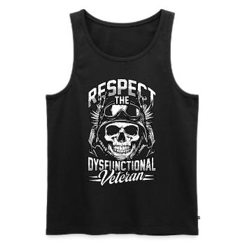 Respect The Dysfunktionaler Veteran - Männer Premium Bio Tank Top - Schwarz - Vorne - AI Model Male 178 light (178cm)