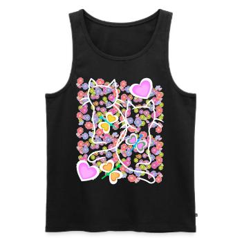 Printemps Été Chats Chat Papillons - Débardeur bio Premium Homme - noir - Devant - AI Model Male 178 light (178cm)