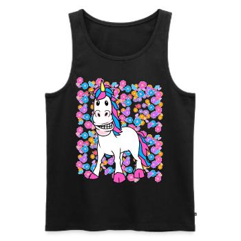Printemps Eté Licorne Licornes Enfants Enfant - Débardeur bio Premium Homme - noir - Devant - Michal (187cm)