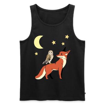 Eule Fuchs Guten Nacht Kinder Kind Baby - Männer Premium Bio Tank Top - Schwarz - Vorne - AI Model Male 178 light (178cm)