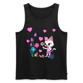 Nature Jardin Chat Été Chats Enfants - Débardeur bio Premium Homme - noir - Devant - AI Model Male 178 light (178cm)